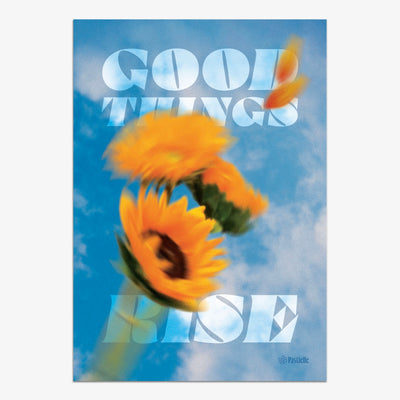 Affiche murale design Pastielle Good things rise – affiche représentant un tournesol devant un ciel bleu
