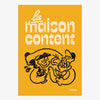 Affiche murale design Pastielle La Maison Content – affiche typographique jaune avec une illustration de deux personnes