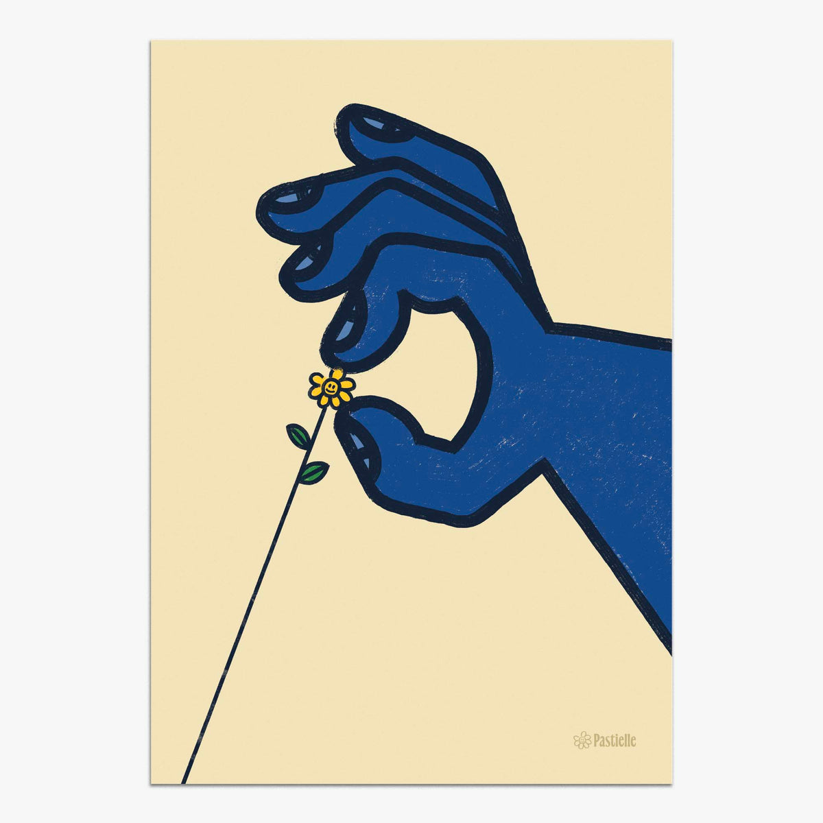 Affiche d'une main tirant la fleur Pastielle.