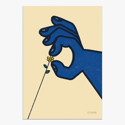Affiche d'une main tirant la fleur Pastielle.