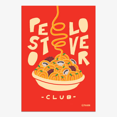 Affiche murale design Pastielle Pesto Lover – affiche cuisine représentant un plat de pâtes sur fond orange