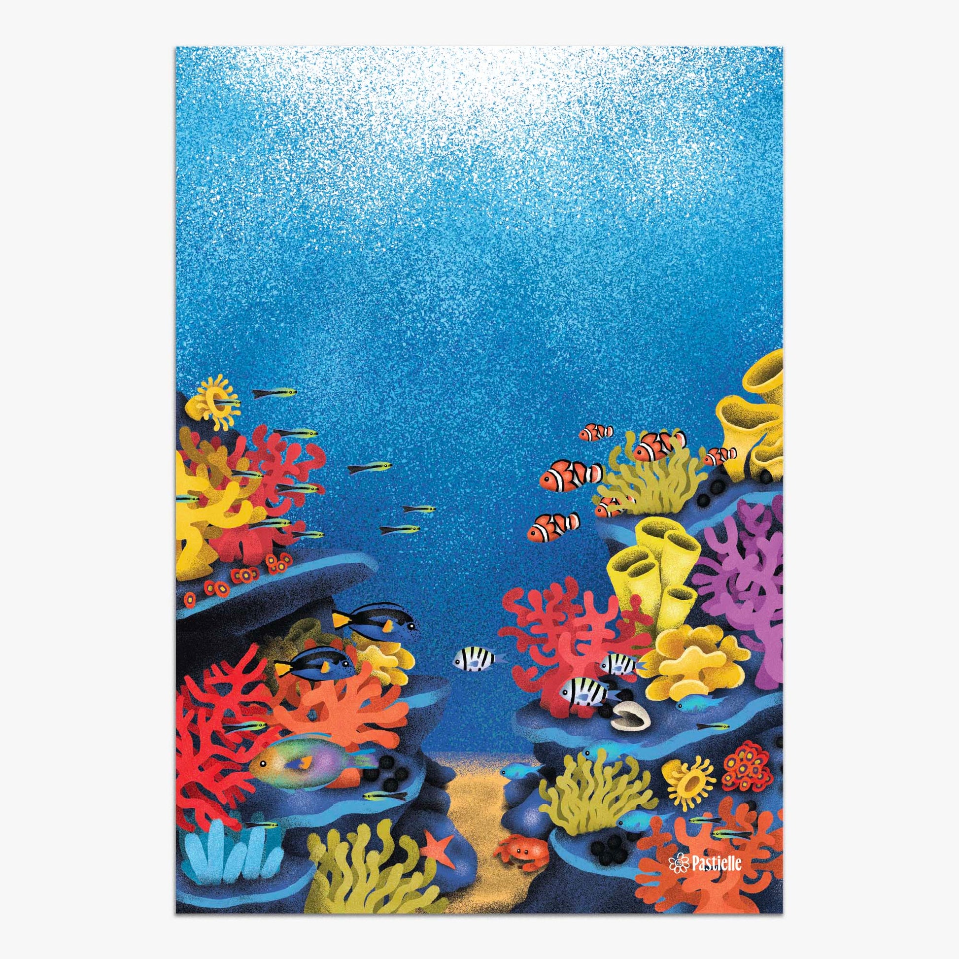 Affiche d'un récif avec des poissons.