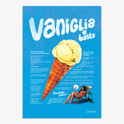 Affiche murale design Pastielle Vaniglia – affiche cuisine et colorée représentant une glace sur un fond bleu
